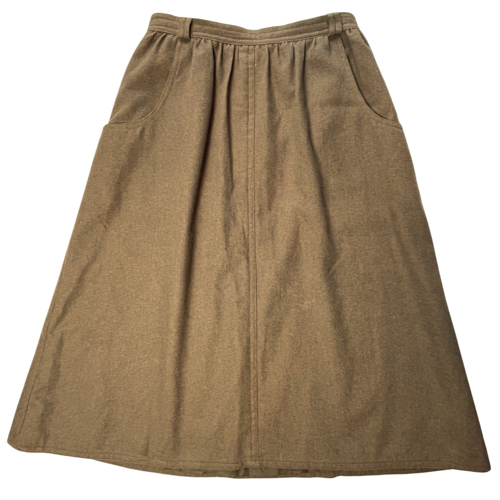 Vintage 70s Jordache Skirt 10‎ Brown Wool Blend Lined Twee Academia Artsy Scandi